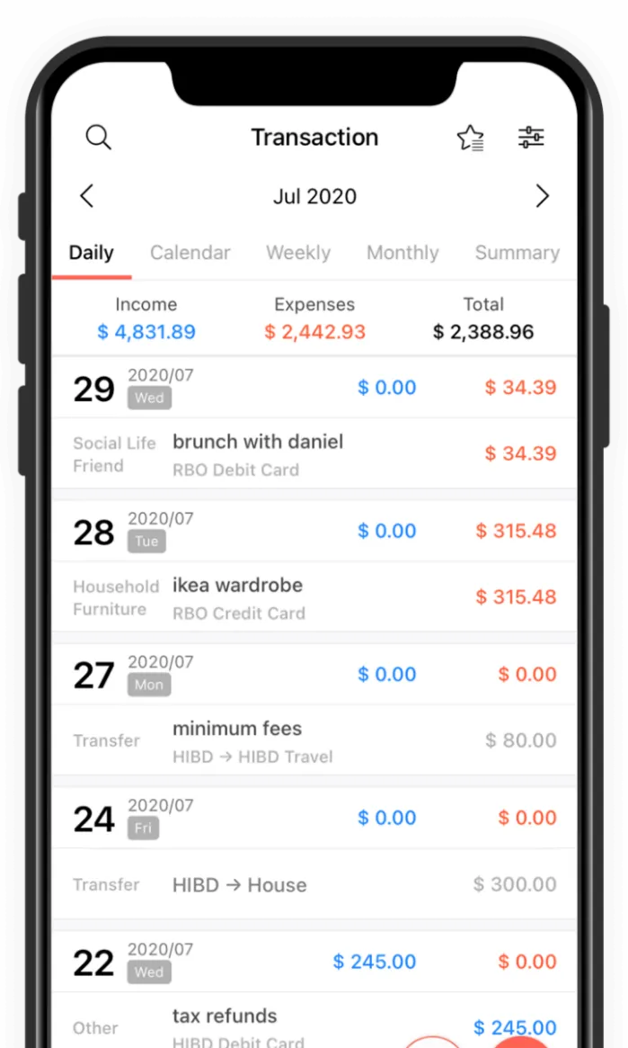 Vorschau der Finanzverwaltungs-App auf einem Smartphone
